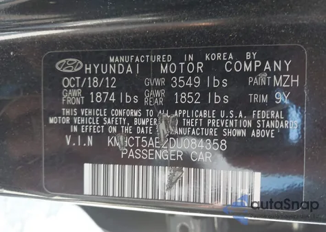 2013 Hyundai Accent Gs z USA, uszkodzony, nr VIN KMHCT5AE2DU084358